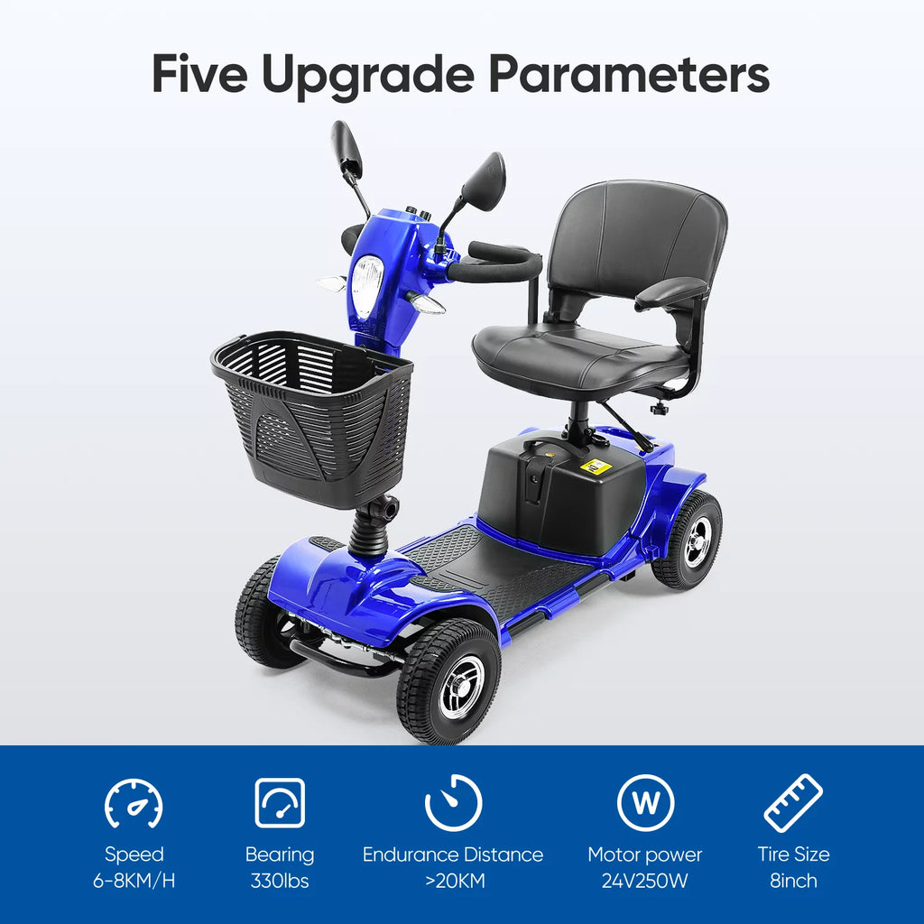4 Wheel Electric Powered Mobility Scooter Blue R101