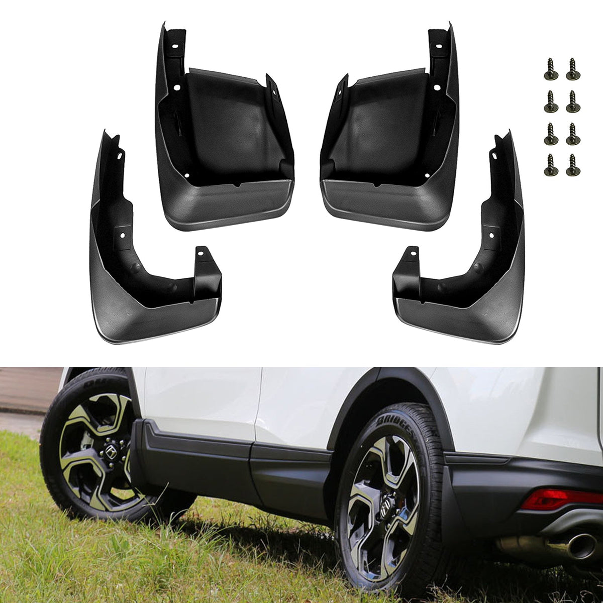 4PCS Front & Rear Mud Flap Splash Guards Fender Flare Mudguard Full Set with Hardware Accessories P32176
