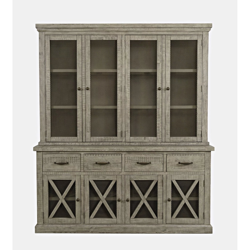 Rustic Distressed Pine Sideboard Buffet Hutch with LED Lights X63570