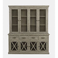 Rustic Distressed Pine Sideboard Buffet Hutch with LED Lights X63570