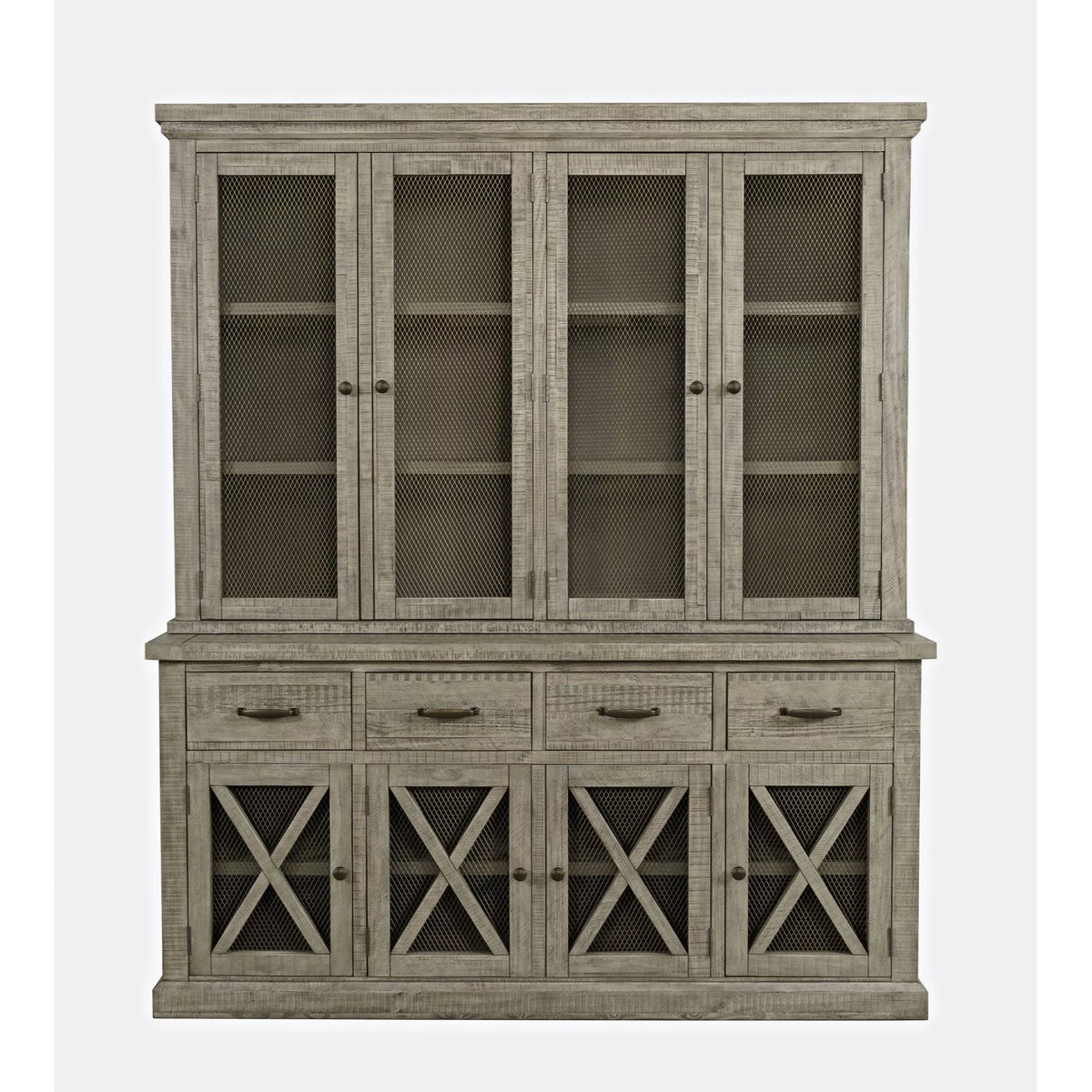 Rustic Distressed Pine Sideboard Buffet Hutch with LED Lights X63570