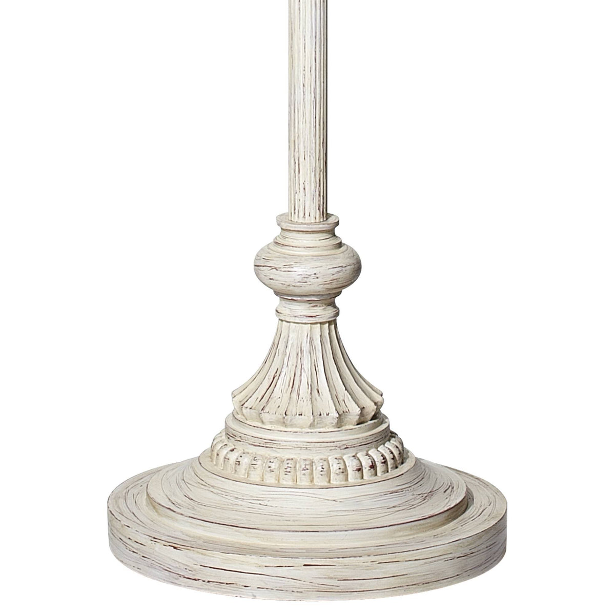 Antique White Cream Scallop Fabric Dome Shade Floor Lamp V8722