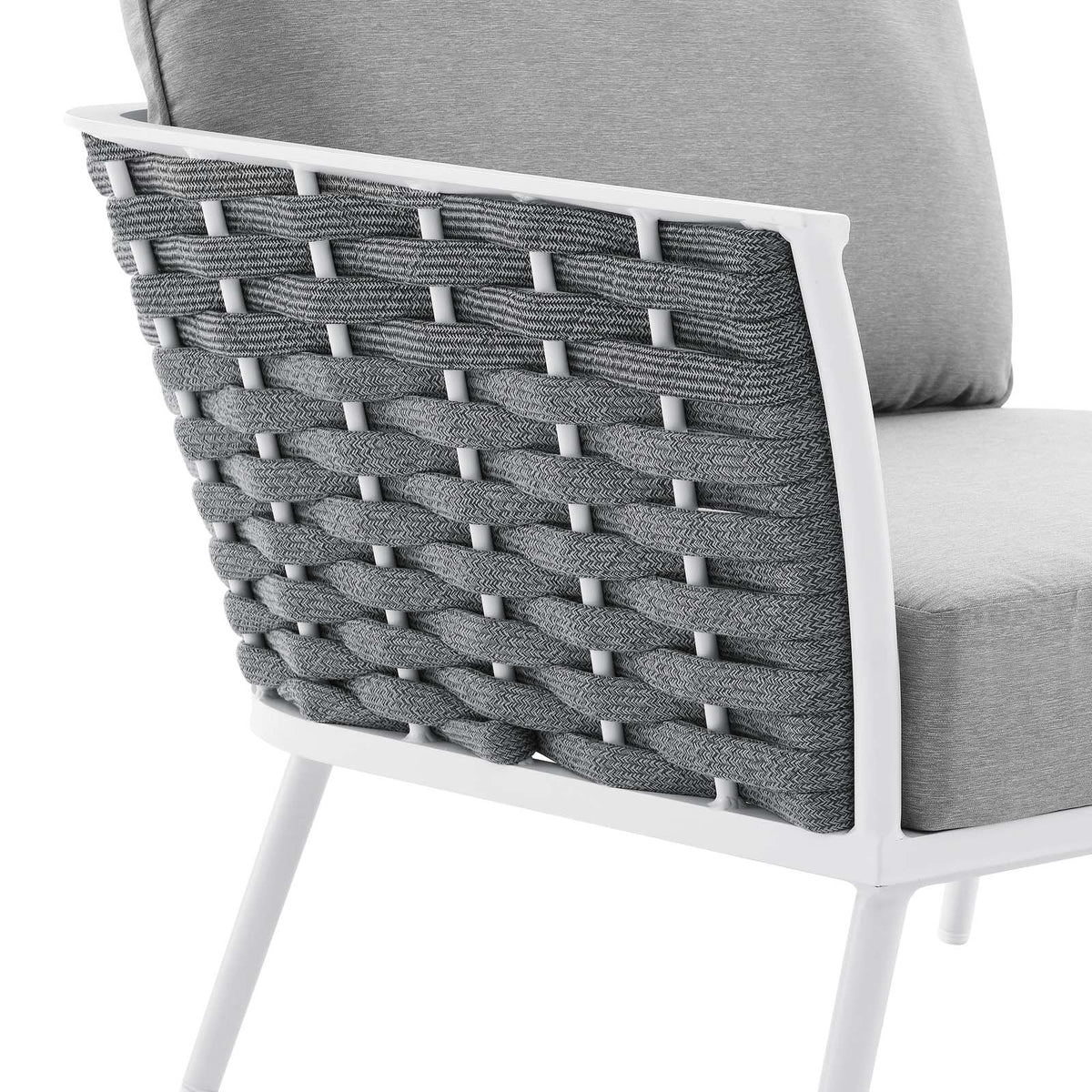 4 Piece White Gray Aluminum Patio Sectional Sofa Set K942726