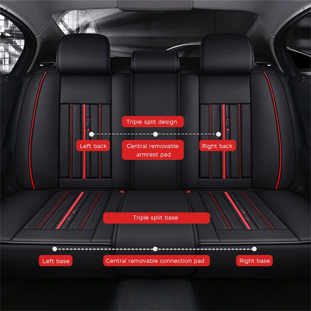 Waterproof PU Leather Car Seat Covers for Front and Rear Seats, Black P796610