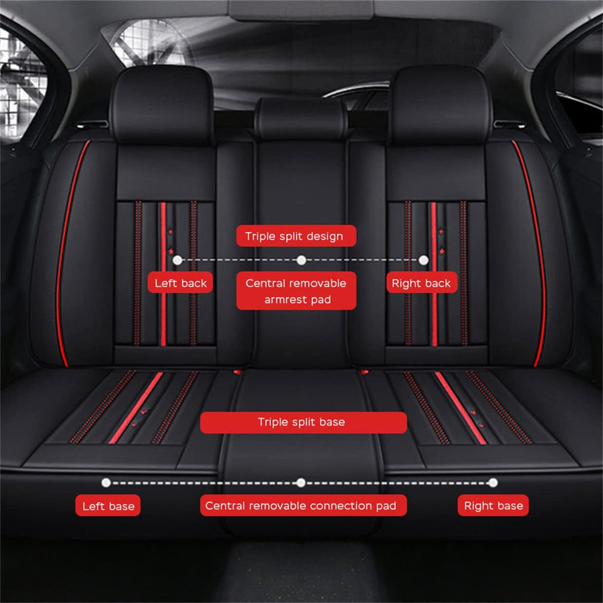 Waterproof PU Leather Car Seat Covers for Front and Rear Seats, Black P796610