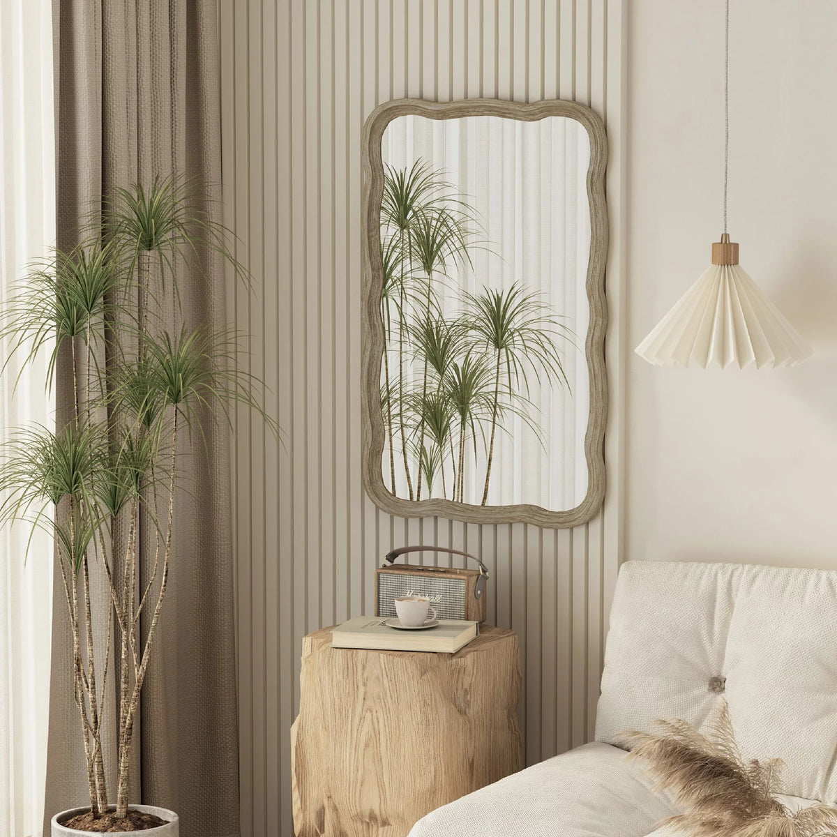 Curved Wood Frame Accent Mirror W849179