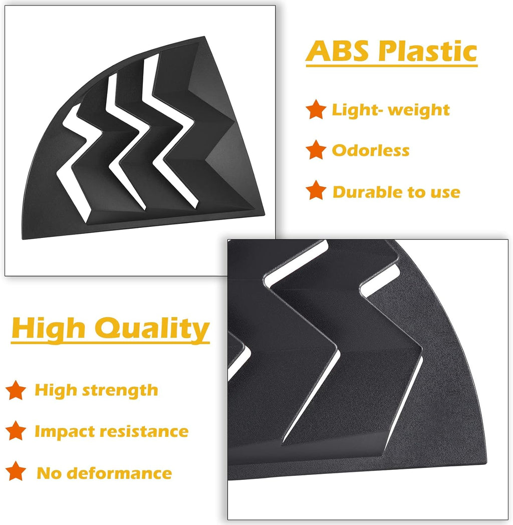 Matte Black Quarter Side Window Louvers for Ford Mustang 1999-2004 Coupe 2-Door Pack of 2 K6217
