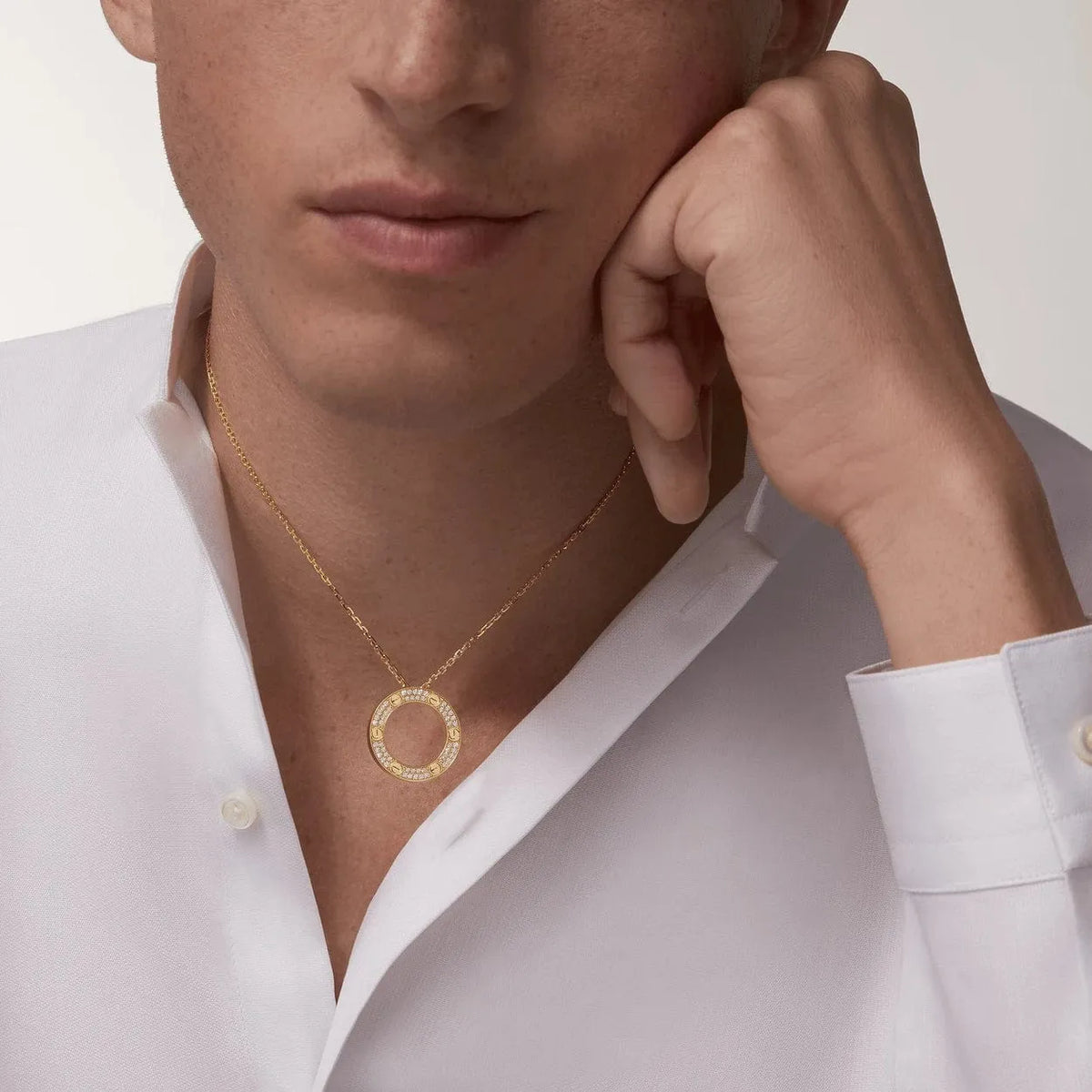 Screw Love Necklace With Diamond Paved T9286
