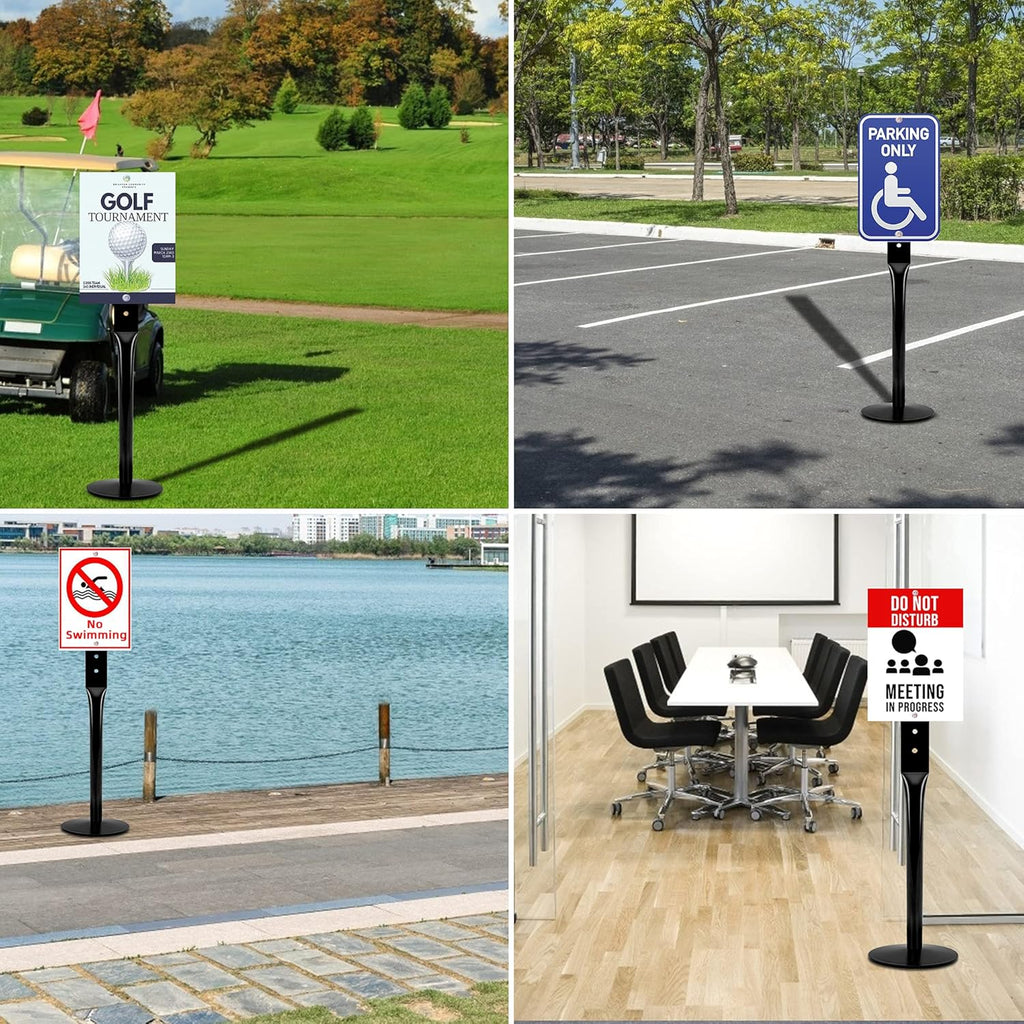 Heavy Duty Cast Iron Sign Base with 12 Diameter Bottom Round Base, 48 Movable Sign Stand Pack of 2 E870807