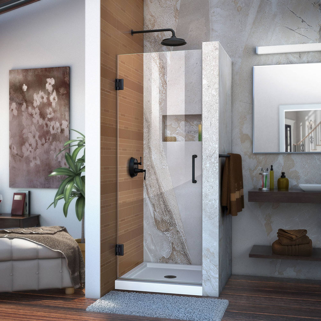 Frameless Hinged Shower Door Satin Black U428