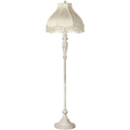 Antique White Cream Scallop Fabric Dome Shade Floor Lamp V8722