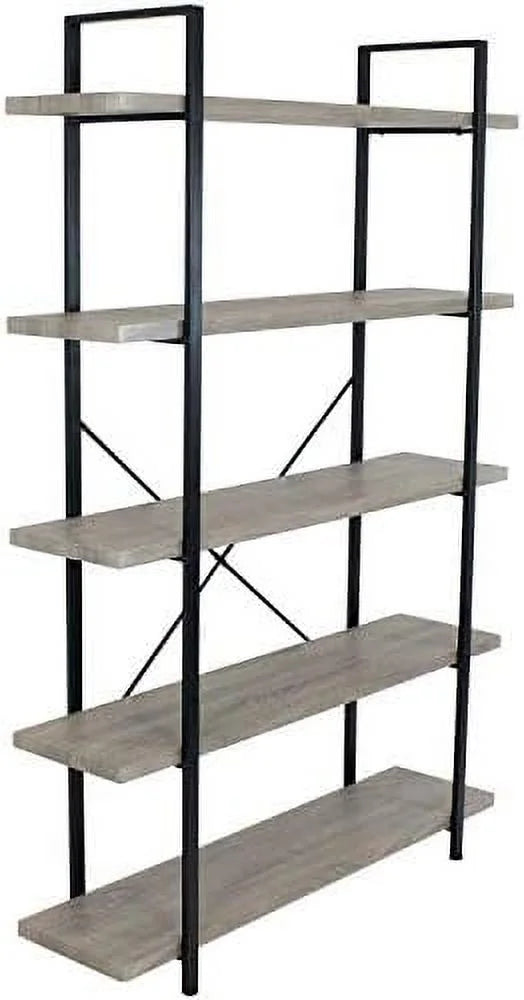 5-Tier Industrial Style Bookshelf with Open Shelves O41891
