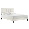 White Channel Tufted Performance Velvet Twin Platform Bed V93304