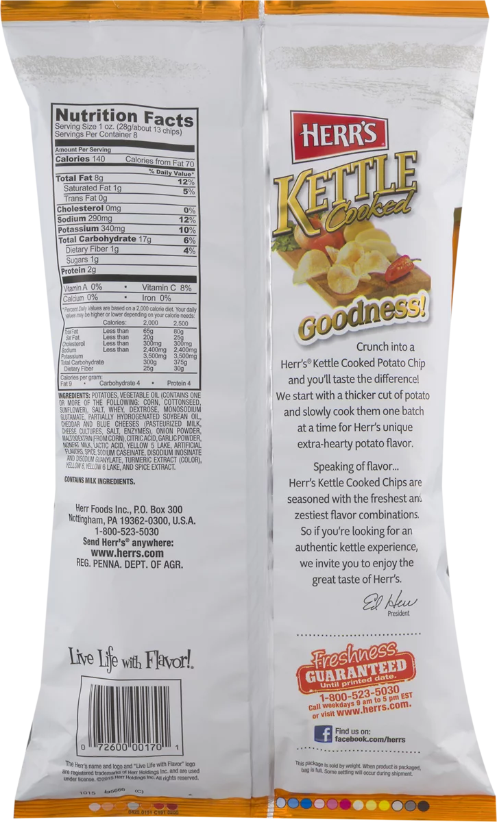 Kettle Cooked Cheddar Horseradish Potato Chips 7.5 oz Y500