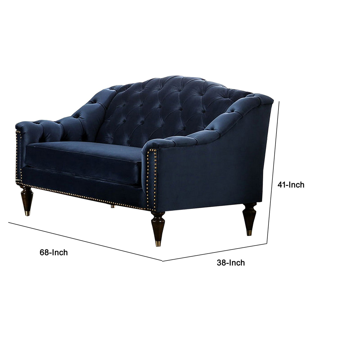 Blue & Gold Tufted Camelback Loveseat T8149