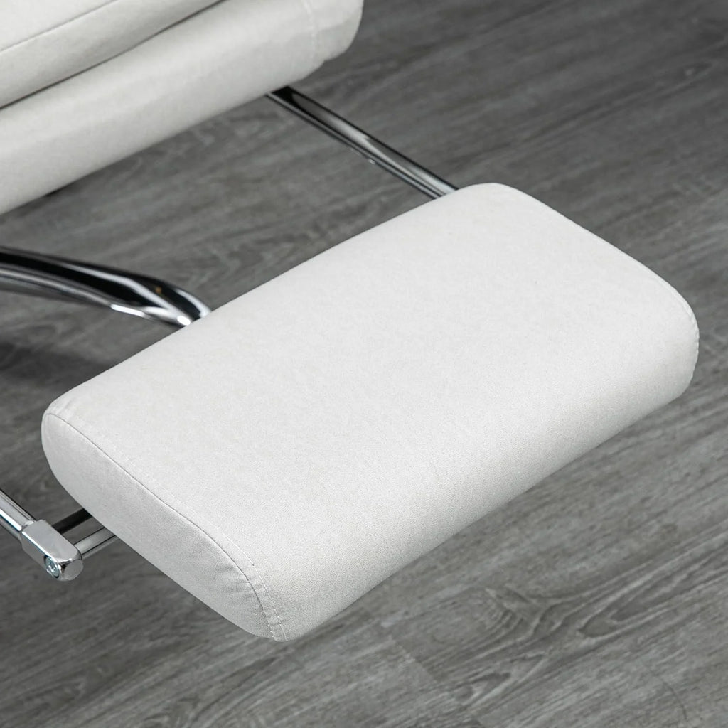 Cream White Microfibre Heated Reclining Massage Office Chair with Footrest C5181