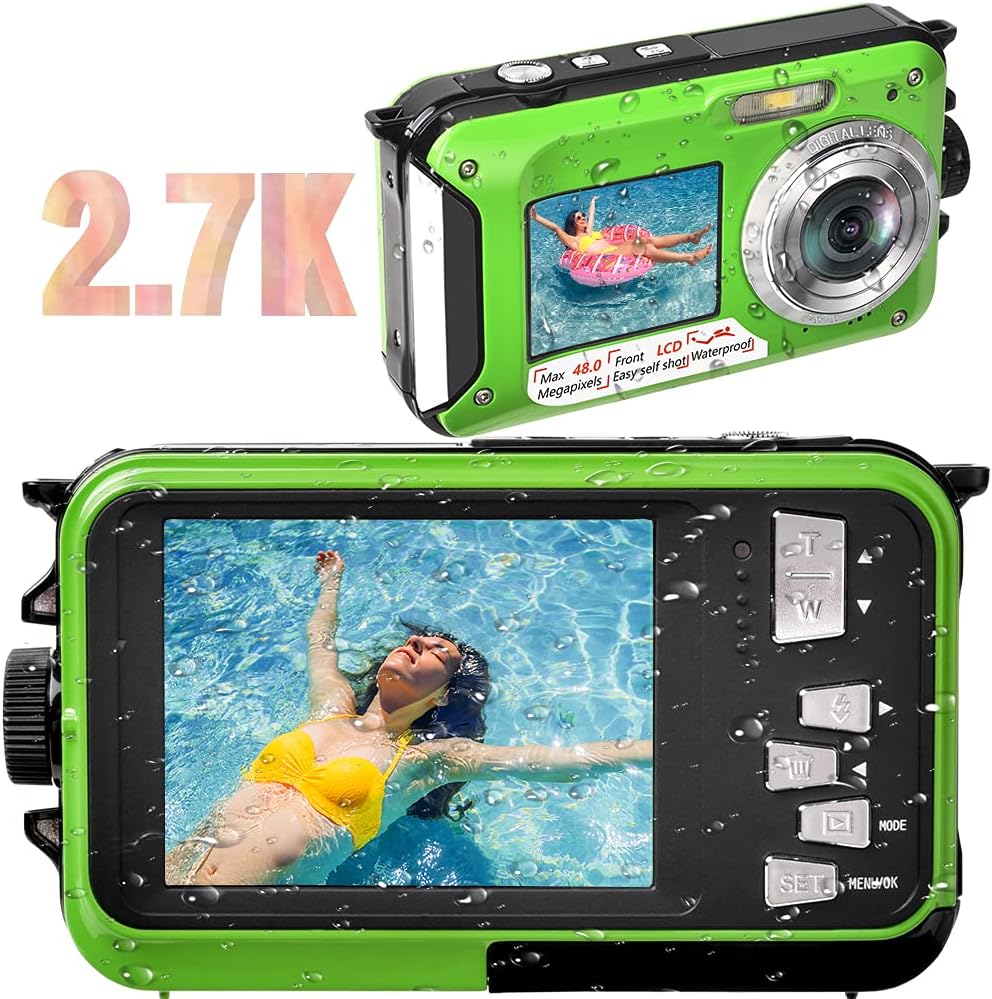 Blue Waterproof Digital Camera 48MP 2.7K Video 16X Digital Zoom Pack of 2 S1675