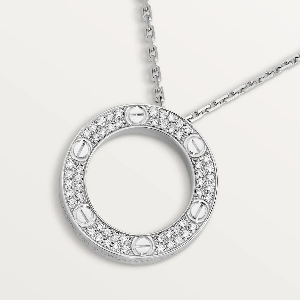 Screw Love Necklace With Diamond Paved T9286