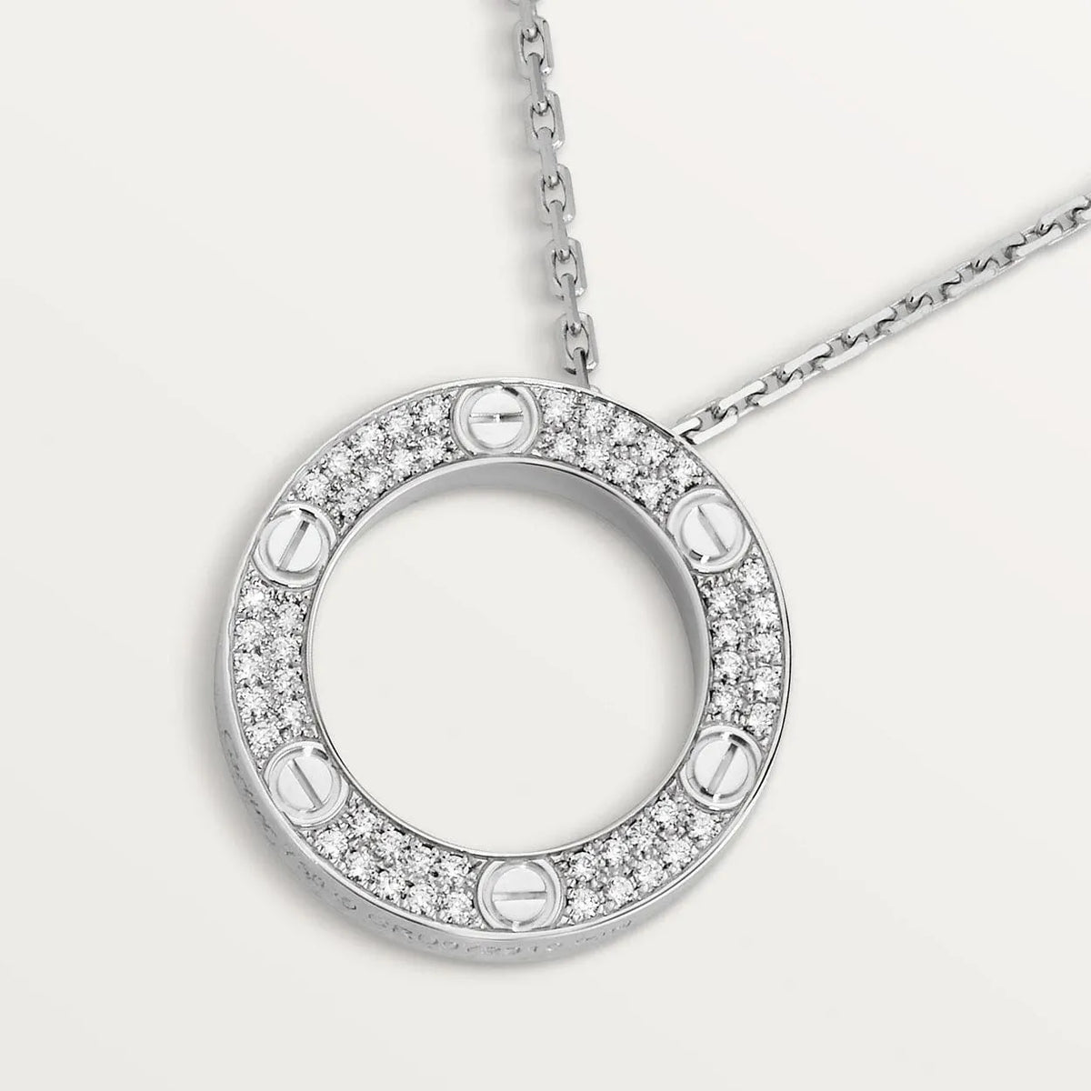 Screw Love Necklace With Diamond Paved T9286