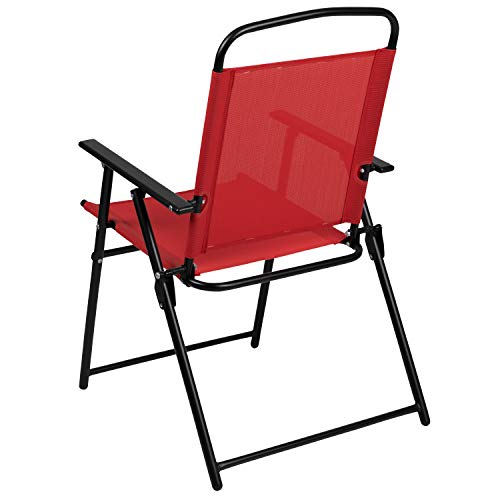 6-Piece Patio Dining Set with Glass Table, Folding Chairs, and Umbrella, Navy W1179