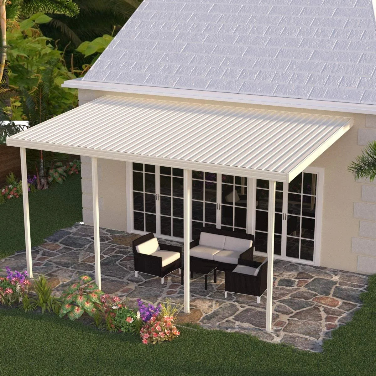 Ivory Aluminum Patio Cover Z10601