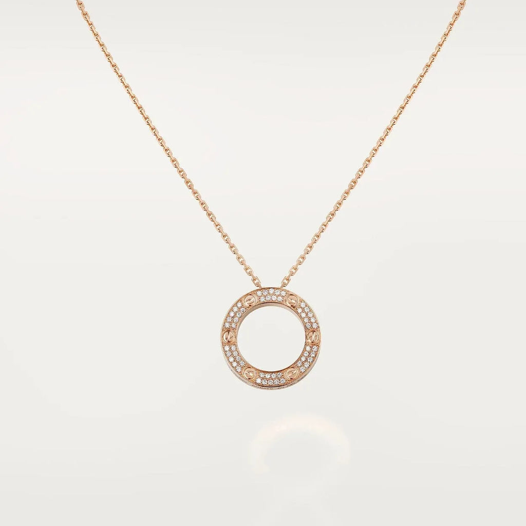 Screw Love Necklace With Diamond Paved T9286