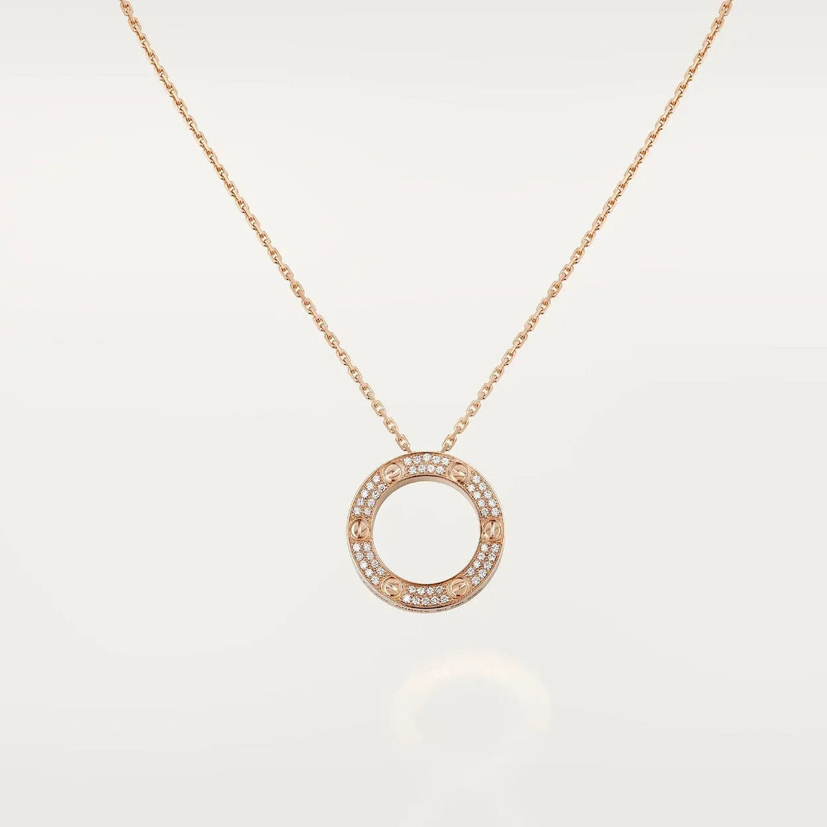 Screw Love Necklace With Diamond Paved T9286