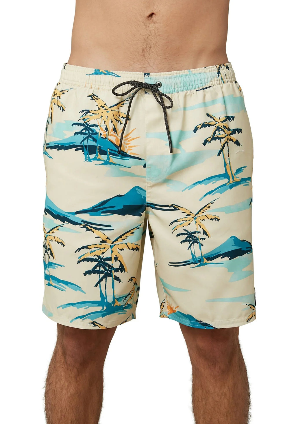 Men's Cabana Volley Board Shorts Bone Palm Trees L628137