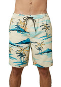 Men's Cabana Volley Board Shorts Bone Palm Trees L628137