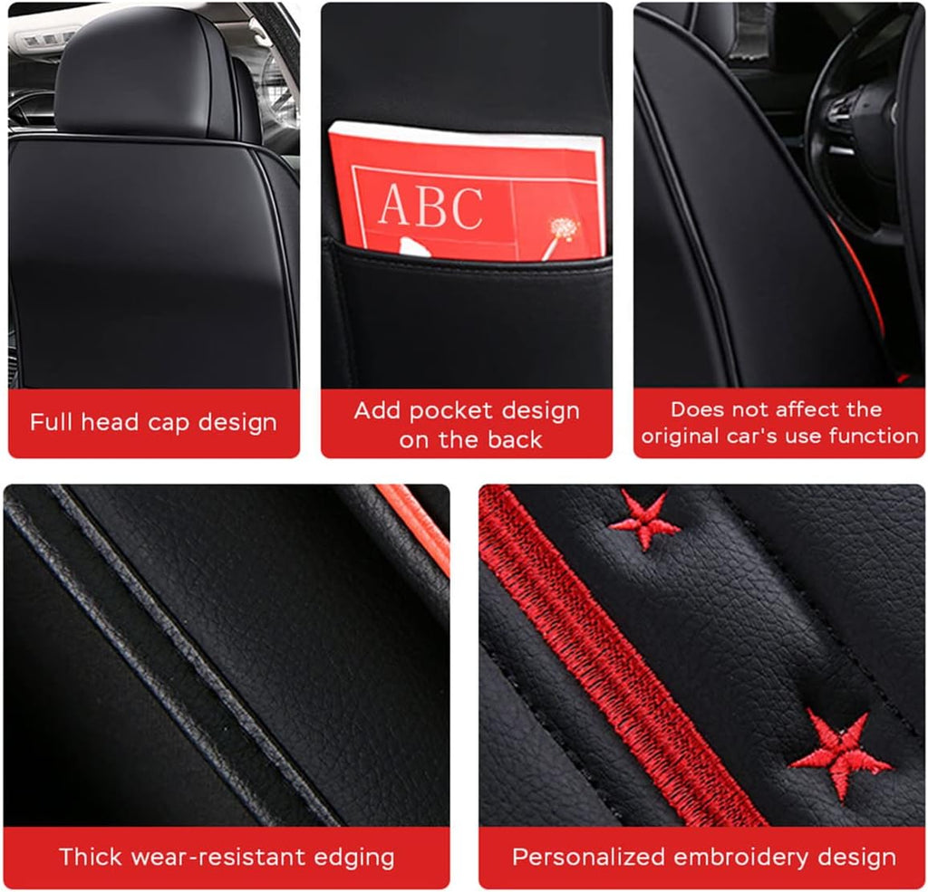 Waterproof PU Leather Car Seat Covers for Front and Rear Seats, Black P796610