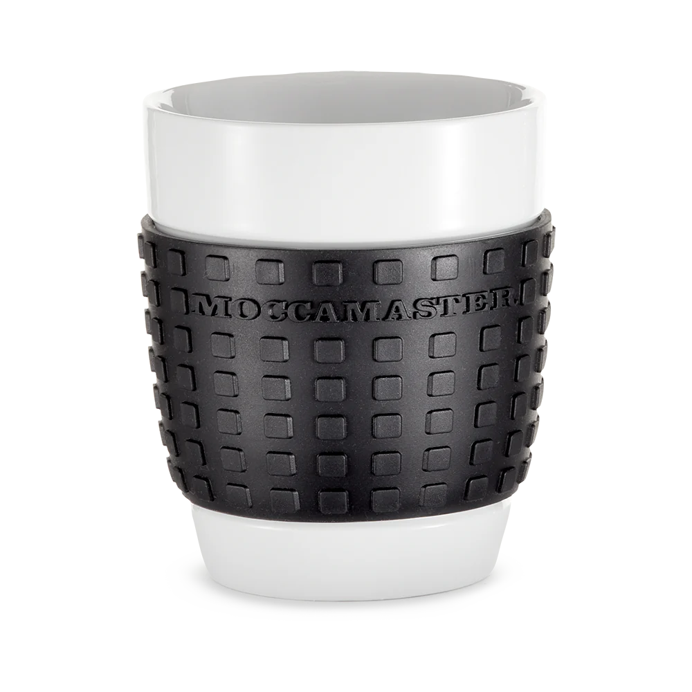 Black Silicone Grip White Porcelain Mug I6183