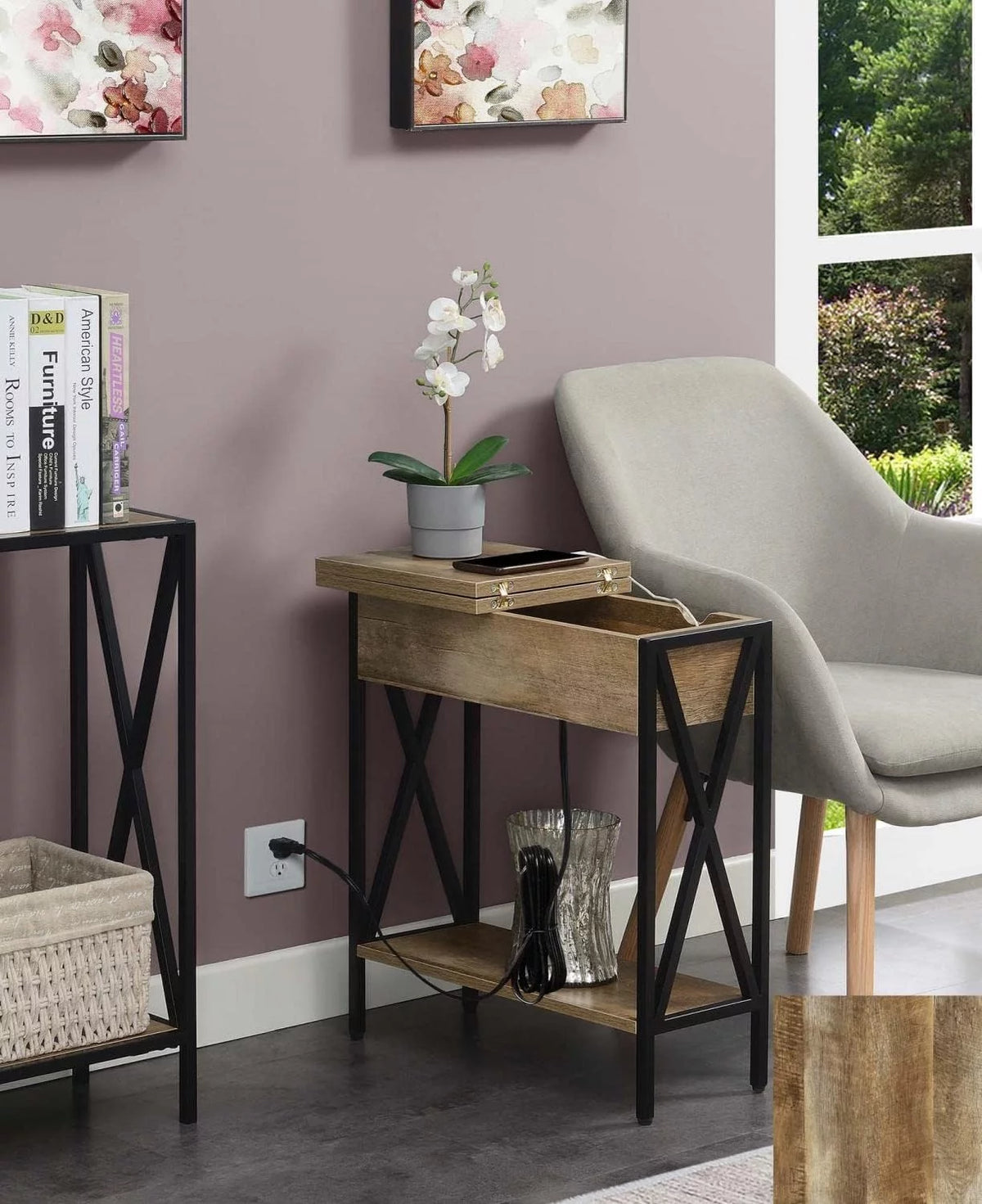 End Table with Charging Station and Shelf J460812