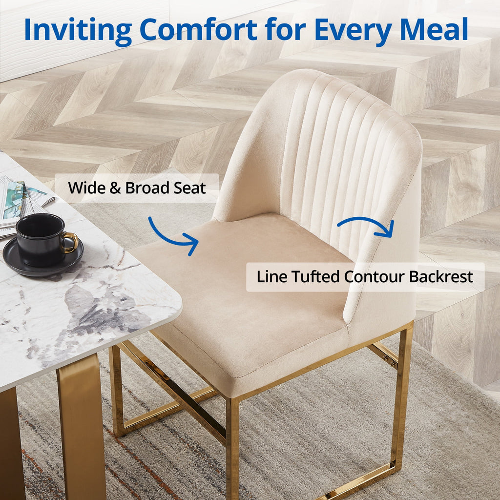 Set of 2 Upholstered Velvet Dining Chairs with Gold Metal Base J844732