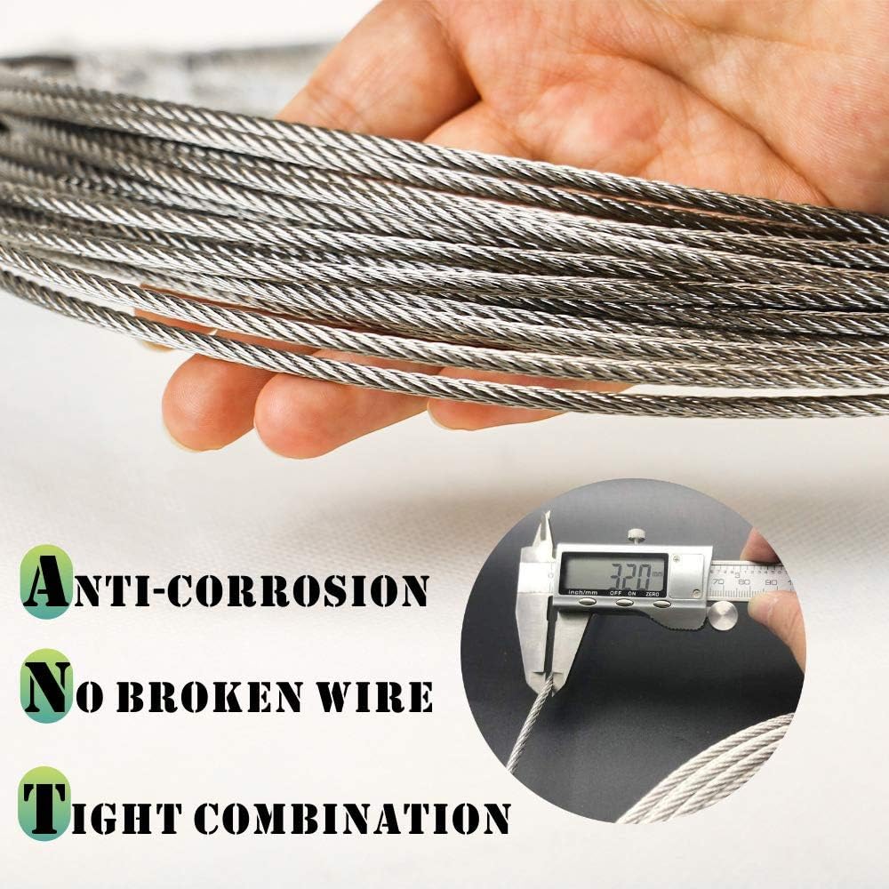 T316-Stainless Steel Aircraft Wire Rope for Cable Deck Railing Kit, Marine Grade (100ft) G94232