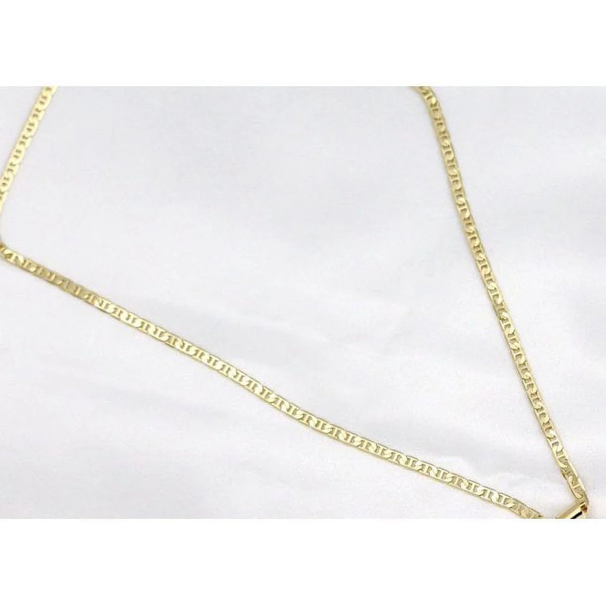 14K Bonded Gold Mariner Chain Necklace with Diamond Charm and Gift Box/Bag X3108