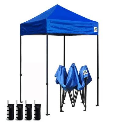 5 ft. W x 5 ft. D Steel Pop-Up Canopy Blue M793
