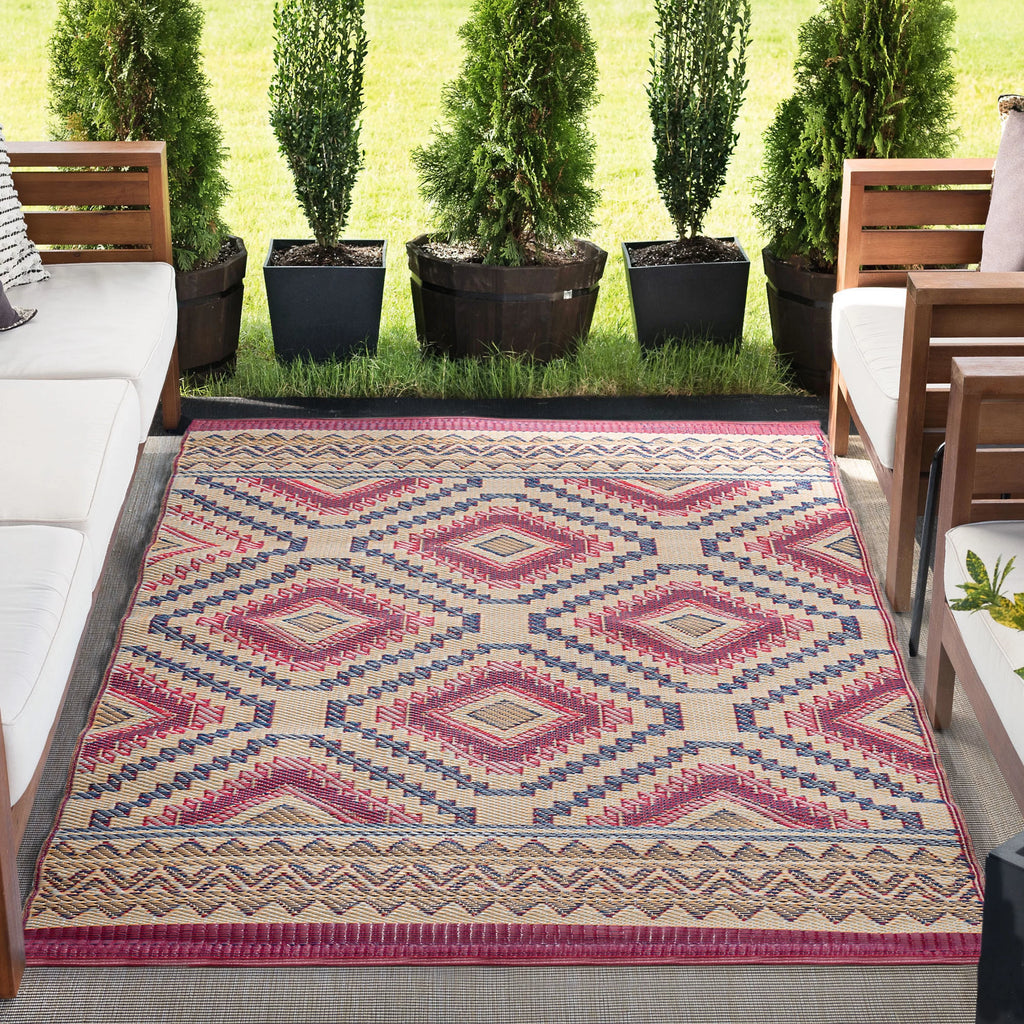 6x9 Waterproof Reversible Plastic Straw Outdoor Rug O44395