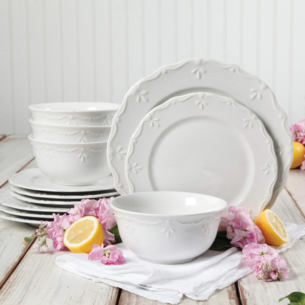 White Set of 12 Dinnerware Set T338885
