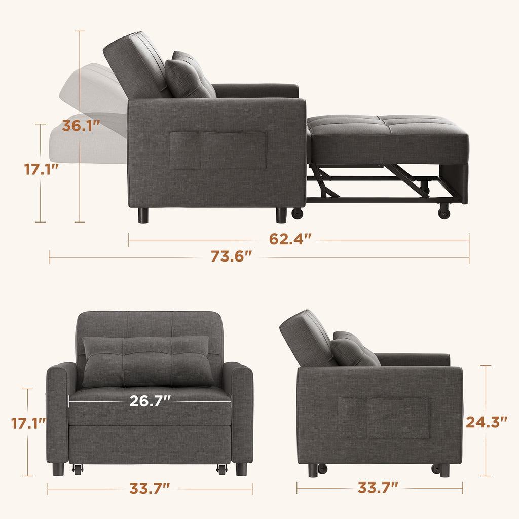 Light Gray Convertible Sofa Bed G19026