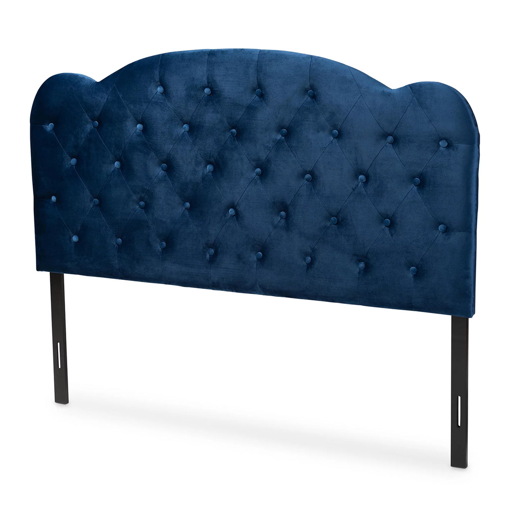 Navy Blue Velvet Queen Size Headboard R284226