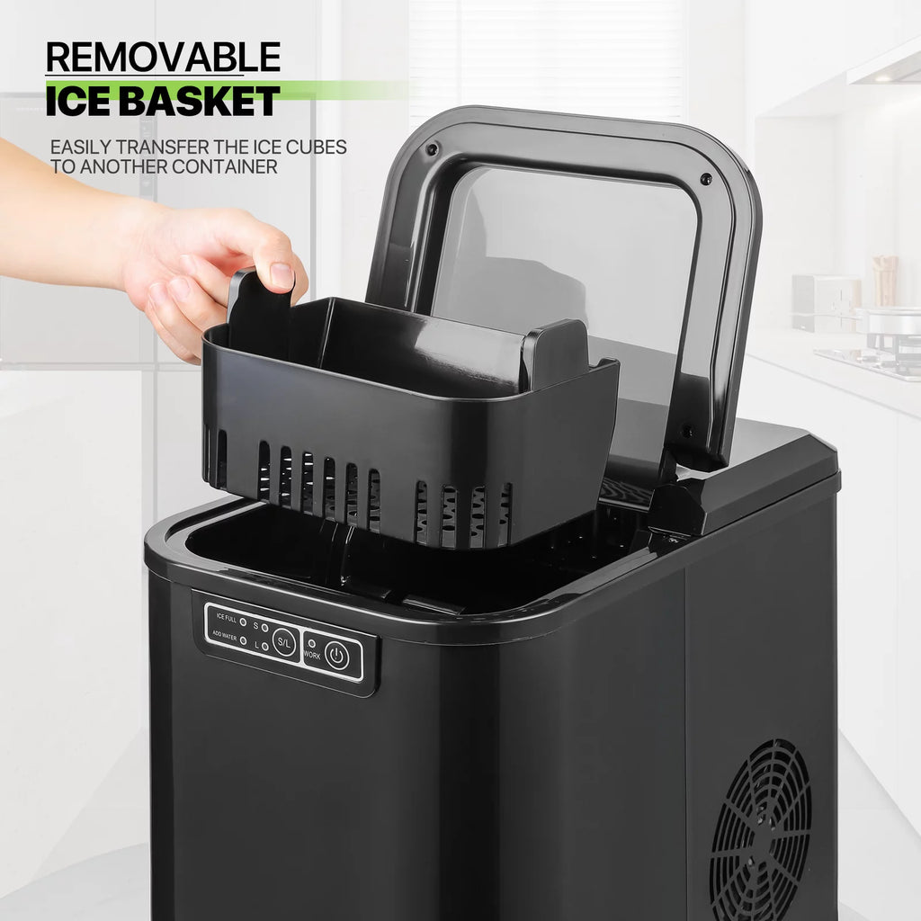 Black Countertop Ice Maker Machine with Ice Scoop and Basket H164855