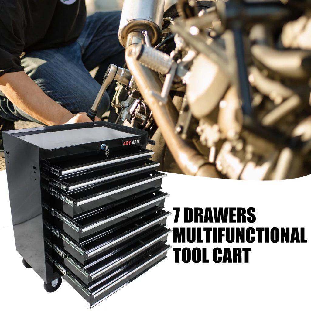 Blue 7 Drawer Rolling Tool Chest with Lock R65906