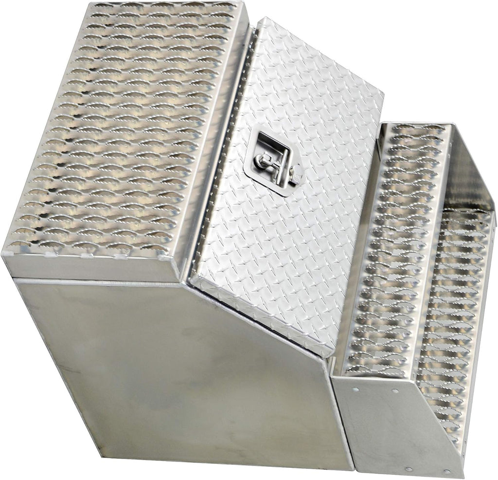 Heavy Duty Aluminum Semi Truck Side Storage Saddle Step Box 24" L x 25" W x 28" H U762725