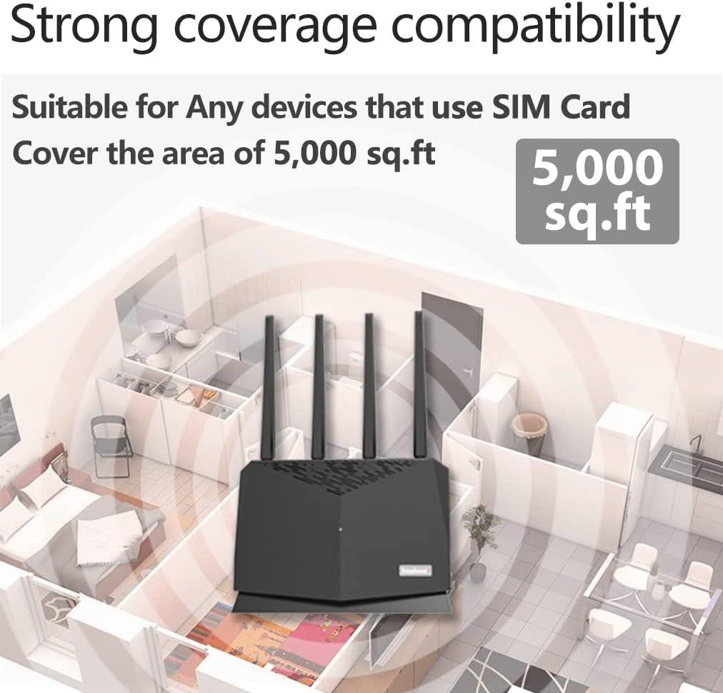 Cell Phone Signal Booster Kit, Up to 5,000 sq ft, 2G/3G/4G/5G LTE A844335
