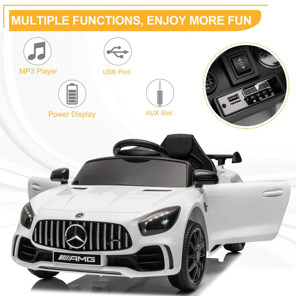 12V Electric Ride on Car Toy with Remote Control, LED Lights, Black W235426