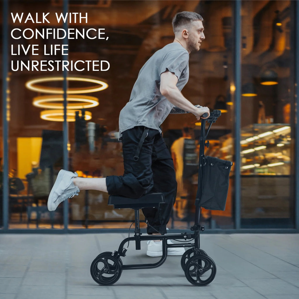 Steerable Knee Walker with Dual Braking System & Storage Basket Z484613