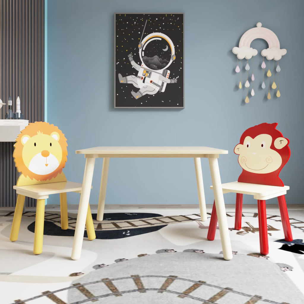 Kids Table & Chair Set, 3 Pieces Solid Wood B6751