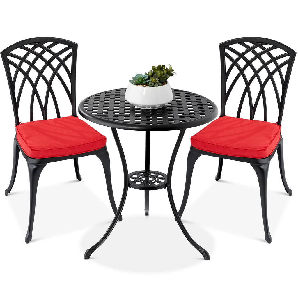 3-Piece Aluminum Patio Bistro Set with Umbrella Hole C343600
