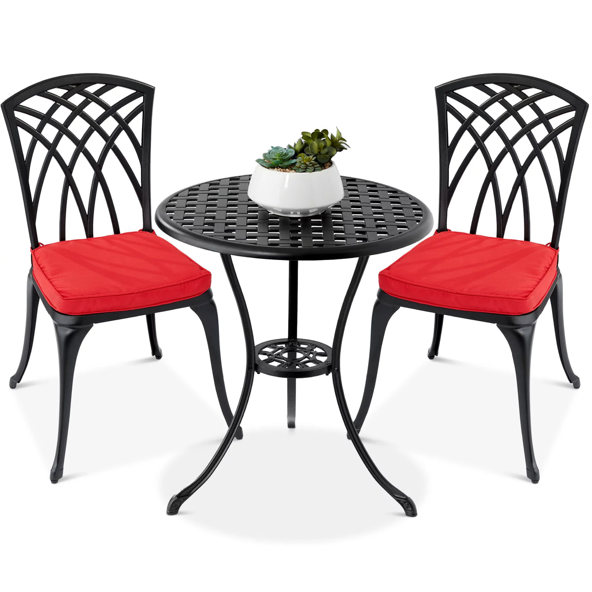 3-Piece Aluminum Patio Bistro Set with Umbrella Hole C343600