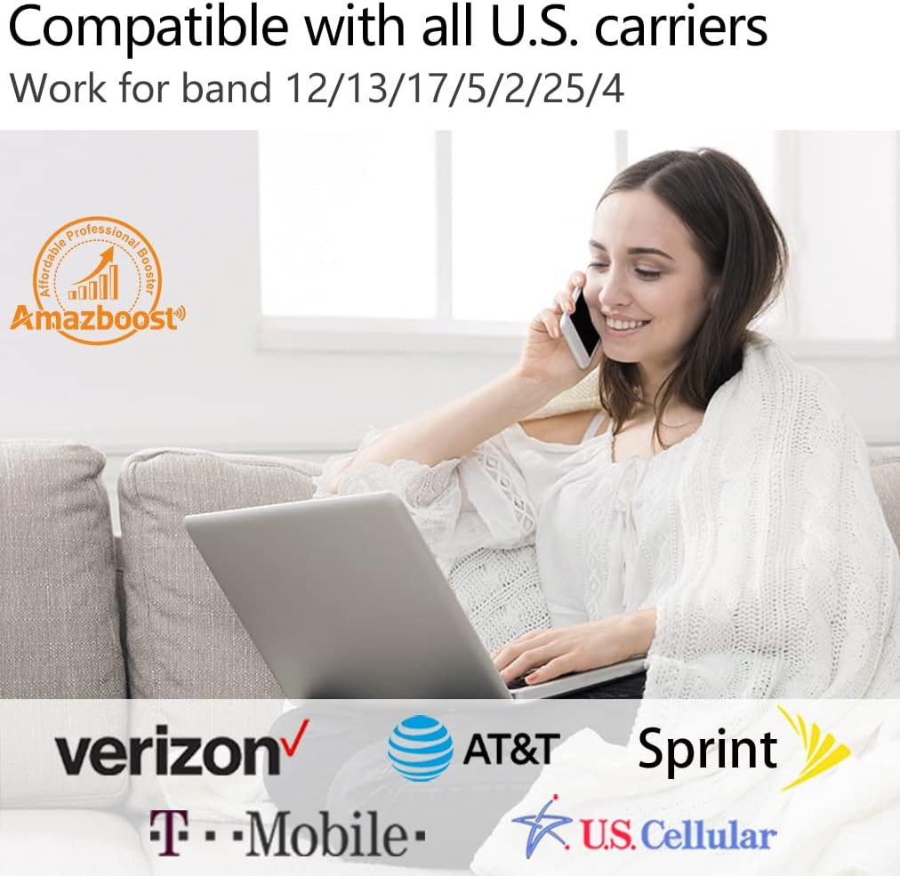 Cell Phone Signal Booster Kit, Up to 5,000 sq ft, 2G/3G/4G/5G LTE A844335